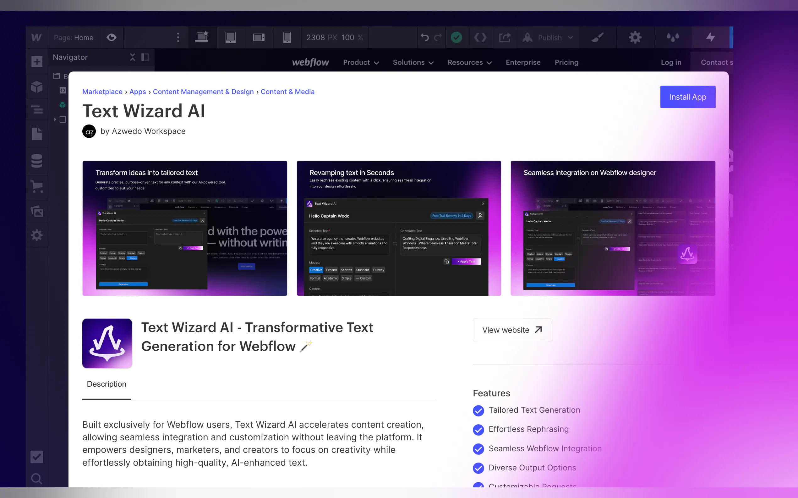 Screenshot 5 of Text Wizard Ai - Webflow App