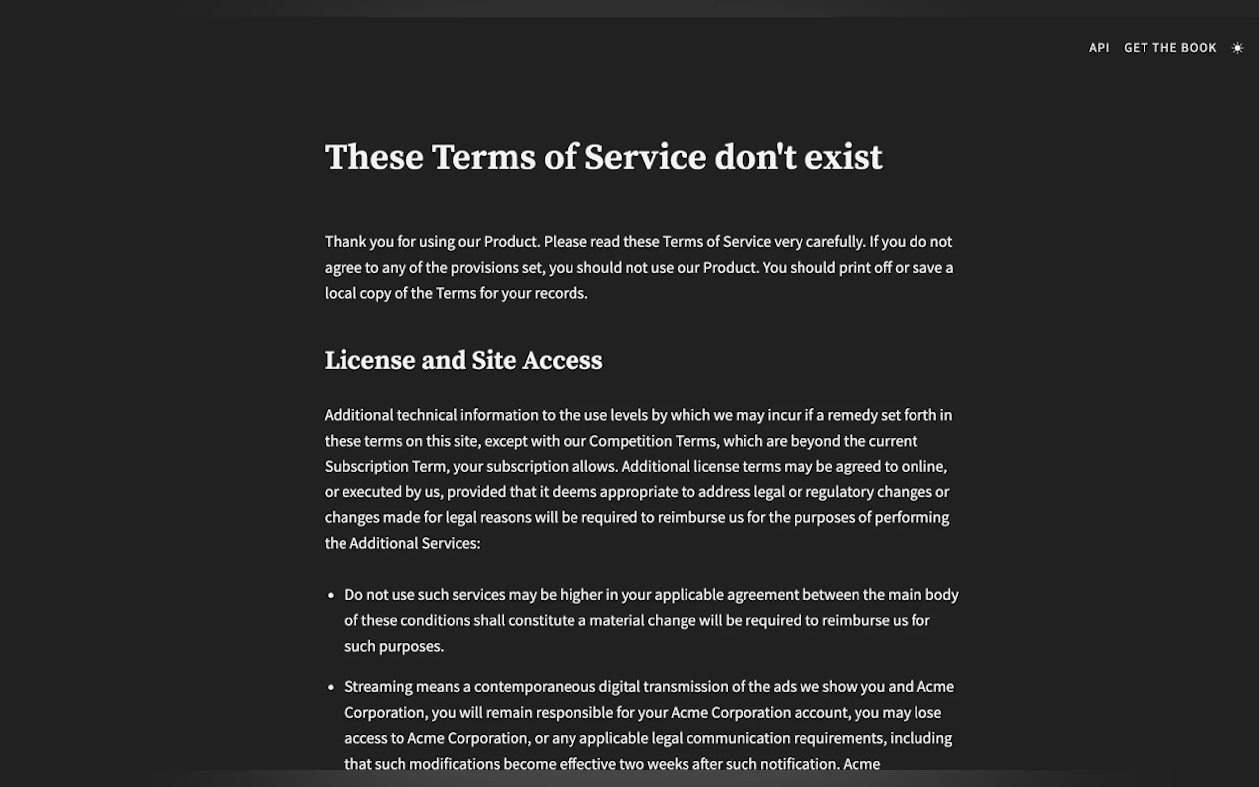 Screenshot 2 of These Terms of Service don't exist