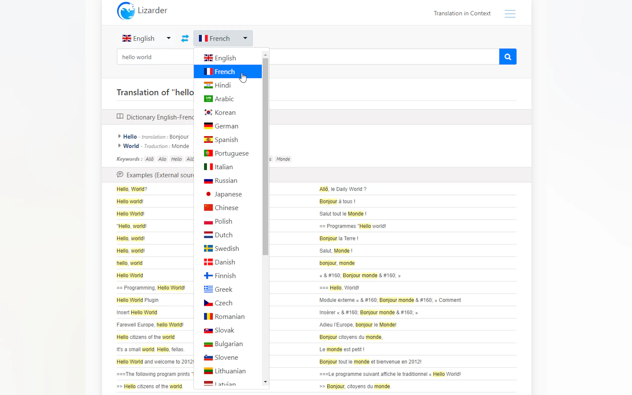 Screenshot 2 of Translation in context