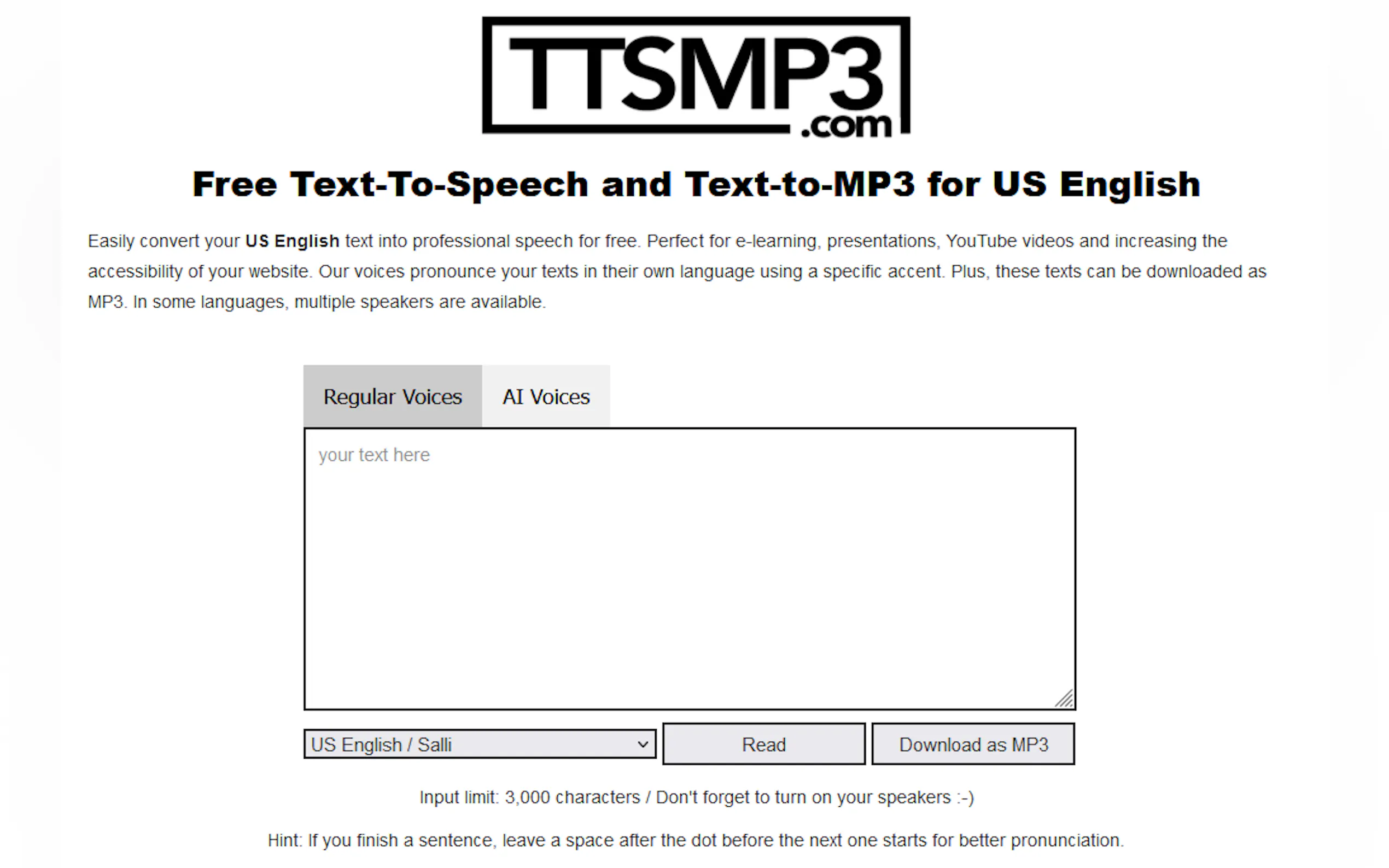 Screenshot 3 of ttsMP3.com