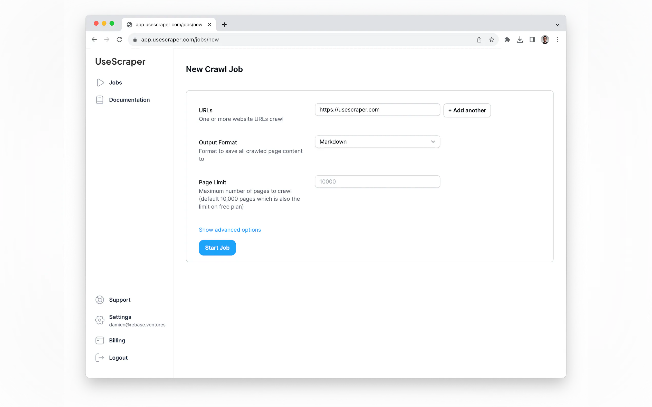 Screenshot 3 of UseScraper Crawler
