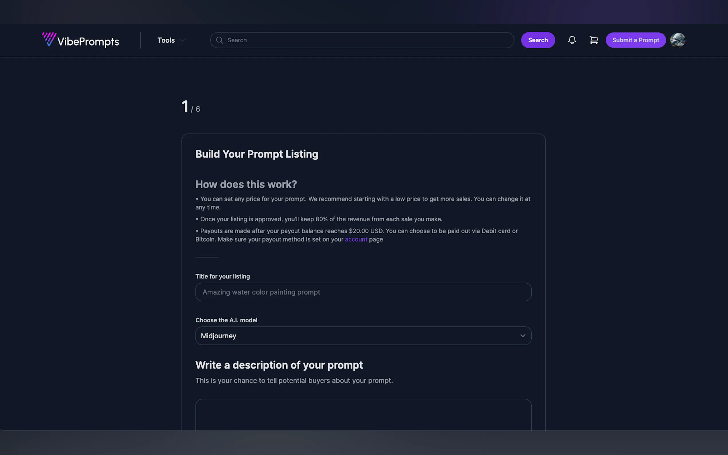 Screenshot 4 of VibePrompts.com