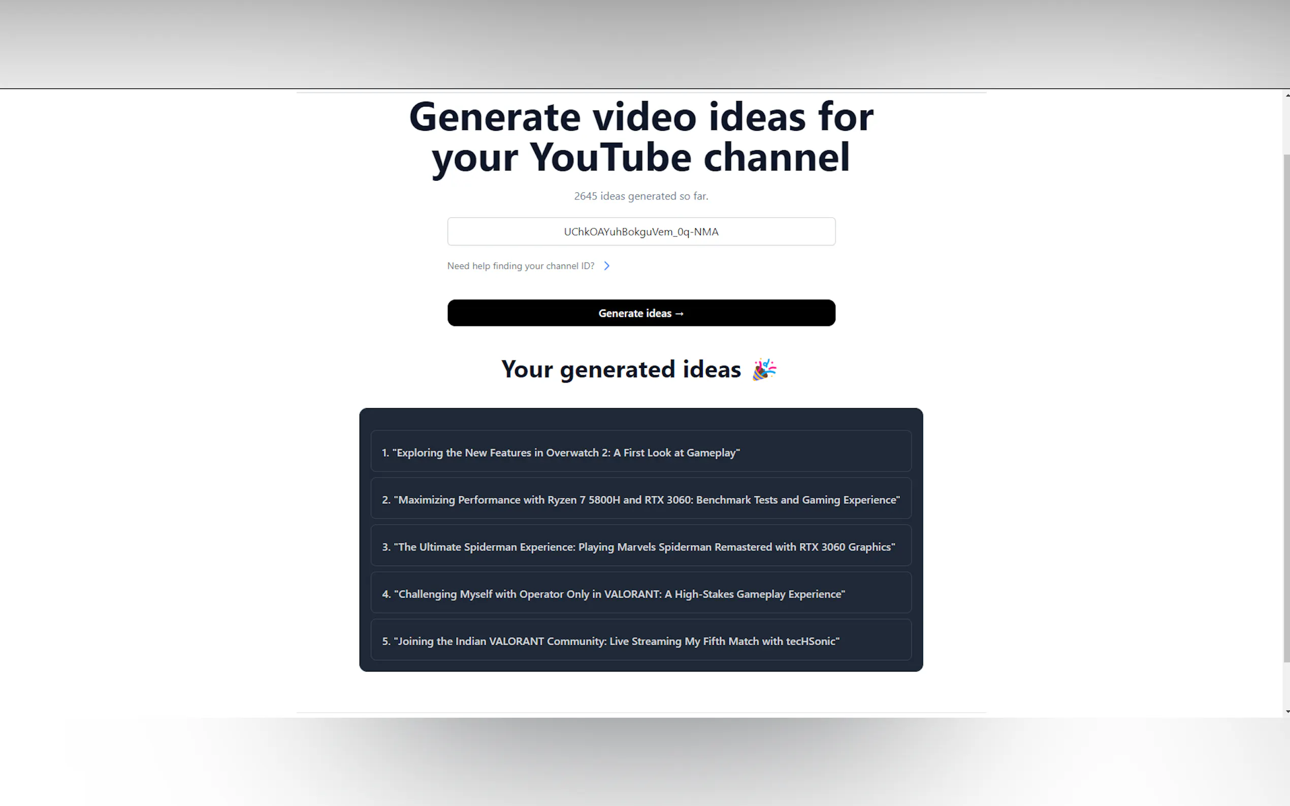 Screenshot 3 of Youtube Video Ideas Generator